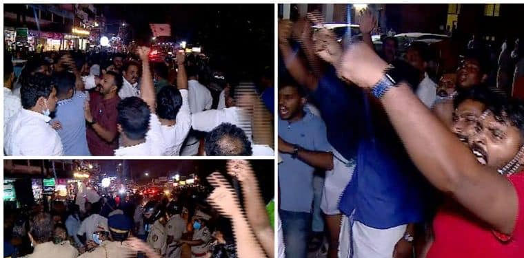 മലപ്പുറത്ത് സുധാകരൻ പങ്കെടുക്കുന്ന പരിപാടിക്കിടെ പ്രതിഷേധം ;  യൂത്ത് കോൺഗ്രസ്-ഡിവൈഎഫ്ഐ പ്രവർത്തകർ നേർക്കുനേർ