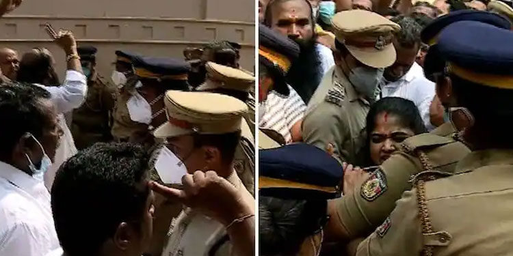 കല്ലിടലിനെതിരെ കണ്ണൂർ താനയിൽ പ്രതിഷേധം ,   പോലീസുമായി ഉന്തുംതള്ളും ; പ്രതിഷേധക്കാർ അറസ്റ്റിൽ