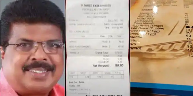 ചിത്തരഞ്ജന്‍ എഫക്ട് ; ആലപ്പുഴയിലെ ഹോട്ടലില്‍ അപ്പത്തിന്‍റെയും മുട്ട റോസ്റ്റിന്‍റെയും വില കുറച്ചു
