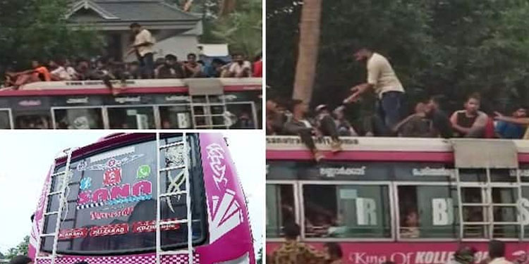 ബസിന് മുകളിൽ ആളുകളെ ഇരുത്തി സർവ്വീസ് : ജീവനക്കാരുടെ ലൈസന്‍സ് സസ്പെന്‍ഡ് ചെയ്തെന്ന് മന്ത്രി