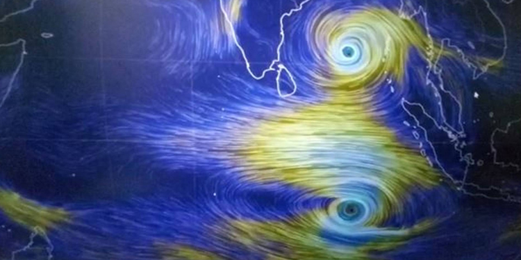 ഇന്ത്യൻ മഹാ സമുദ്രത്തിൽ ഇരട്ട ചുഴലി