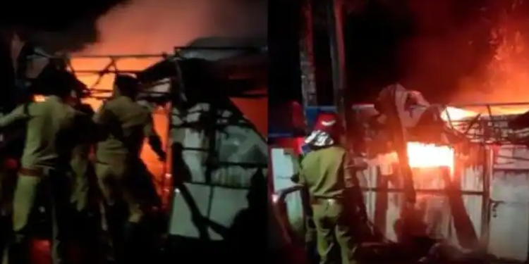 ആലപ്പുഴയിൽ പലചരക്ക് കടയിൽ തീപിടിച്ചു ; ഗ്യാസ് സിലിണ്ടർ പൊട്ടിച്ചിതറിയ നിലയിൽ