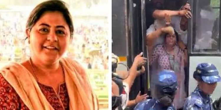 സമരത്തിനിടെ കോൺ​ഗ്രസ് വനിതാ നേതാവ് പൊലീസിന് നേരെ തുപ്പിയെന്ന് ആരോപണം; വിമർശനവുമായി ബിജെപി