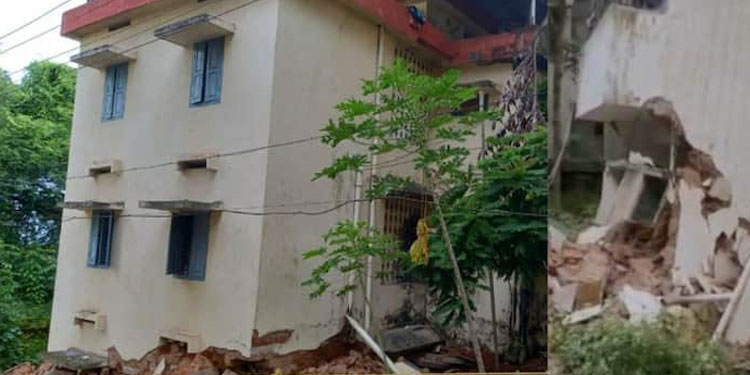 ഗുരുവായൂർ ദേവസ്വം ക്വാർട്ടേർസ് ഇടിഞ്ഞ് താഴ്ന്നു; വൻ ദുരന്തം ഒഴിവായത് തലനാരിഴയ്ക്ക്