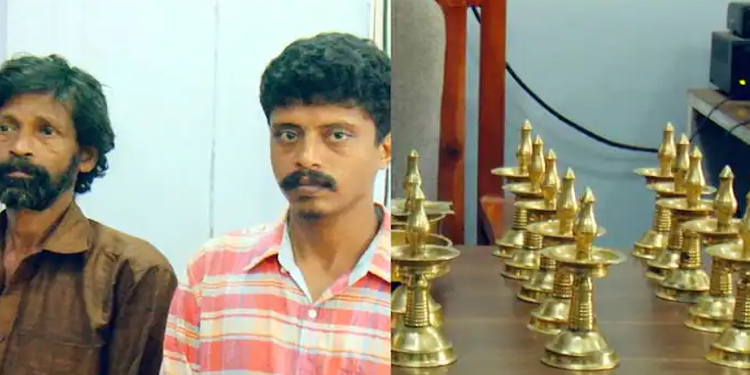 അമ്പതോളം നിലവിളക്കുകൾ, മുപ്പത്തേഴായിരം രൂപയുടെ ക്ഷേത്രോപകരണങ്ങൾ, കവര്‍ച്ച നടത്തിയ രണ്ടുപേര്‍ പിടിയിൽ