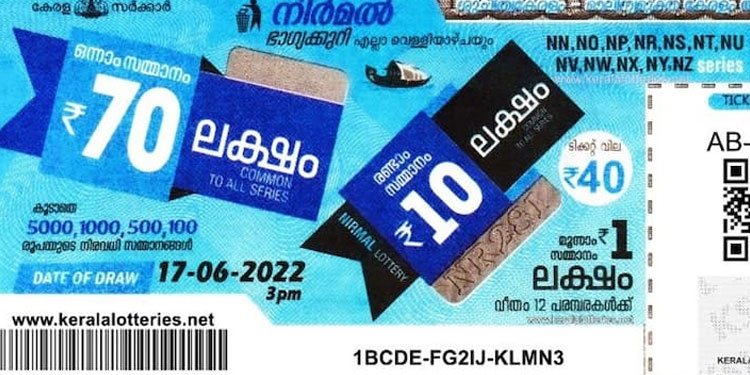 നിർമൽ NR 284 ലോട്ടറി ഫലം പ്രഖ്യാപിച്ചു ; ഒന്നാം സമ്മാനം 70 ലക്ഷം രൂപ