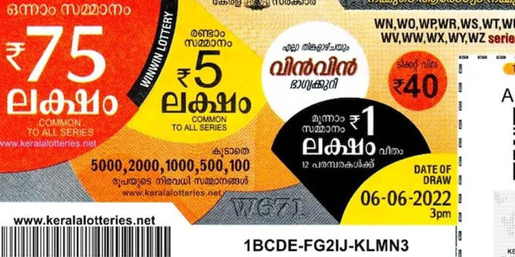 ഭാഗ്യശാലിക്ക് 75 ലക്ഷം; വിന്‍ വിന്‍ W- 677 ലോട്ടറി ഫലം പ്രഖ്യാപിച്ചു