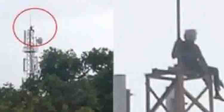പിണങ്ങിപ്പോയ ഭാര്യ തിരികെ വരണം ; മദ്യപിച്ച് നൂറടി നീളമുള്ള ടവറിൽ വലിഞ്ഞുകയറി യുവാവ്