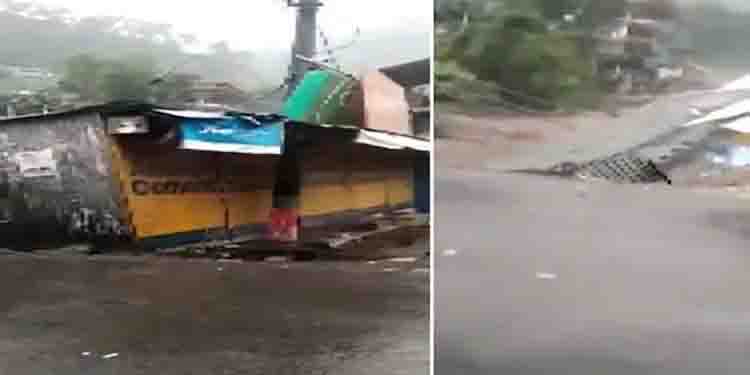 പ്രളയത്തില്‍ വെള്ളമുയര്‍ന്നപ്പോള്‍ നിന്ന നില്‍പില്‍ തകര്‍ന്നുവീണ് കെട്ടിടം