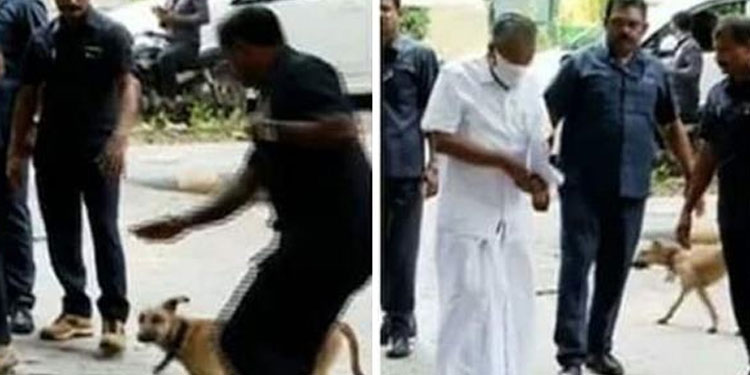 മുഖ്യമന്ത്രിയുടെ അടുത്തേക്ക് നായ; തടഞ്ഞ് സുരക്ഷാ ഉദ്യോഗസ്ഥര്‍