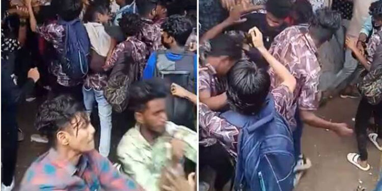 ഓണാഘോഷം കഴിഞ്ഞ് ആറ്റിങ്ങല്‍ ബസ് സ്റ്റാന്‍ഡില്‍ വിദ്യാര്‍ഥികളുടെ ‘ഓണത്തല്ല്’