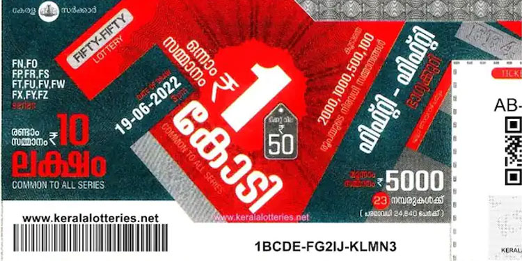 1 കോടി ഈ നമ്പറിന്; ഫിഫ്റ്റി- ഫിഫ്റ്റി ലോട്ടറി ഫലം പ്രഖ്യാപിച്ചു