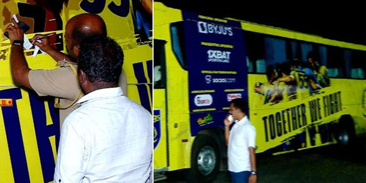 ടീമിന്‍റെ ലോഗോയും താരങ്ങളുടെ ചിത്രങ്ങളും ബസില്‍; കേരള ബ്ലാസ്റ്റേഴ്സ് വാഹന ഉടമയോട് വിശദീകരണം തേടി എംവിഡി