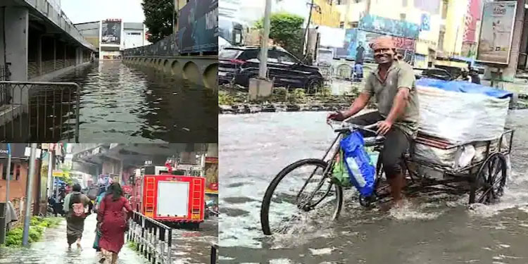 കനത്ത മഴയിൽ കൊച്ചി എംജി റോഡിൽ വെള്ളക്കെട്ട്; കോർപ്പറേഷനെ പഴിച്ച് കോൺഗ്രസ്
