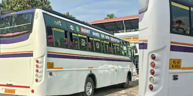 പരിശോധന ഒഴിവാക്കാൻ നമ്പർ പ്ലേറ്റ് മാറ്റി; തൃശ്ശൂരിൽ വ്യാജ നമ്പർ പ്ലേറ്റുമായി ഓടിയ ടൂറിസ്റ്റ് ബസ് പിടിയിൽ