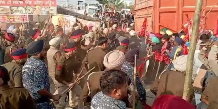 ഭഗ്‌വന്ത് മാനിന്റെ വീടിനു പുറത്ത് വൻ പ്രതിഷേധം; ലാത്തിവീശി പൊലീസ്