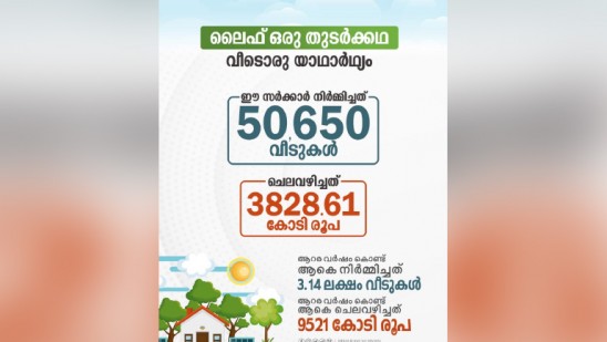 ഈ സര്‍ക്കാരിന്റെ കാലത്തു മാത്രം പൂര്‍ത്തികരിച്ചത് 50,650 വീടുകള്‍; ലൈഫ് മിഷന്‍ കൂടുതല്‍ മികവോടെ മുന്നോട്ടുപോകുന്നു: മുഖ്യമന്ത്രി