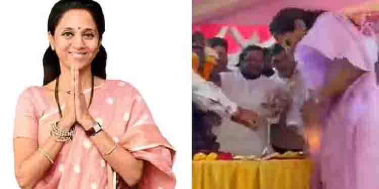 ചടങ്ങിനിടെ സുപ്രിയാ സുലെ എംപിയുടെ സാരിയ്ക്ക് തീപിടിച്ചു, രക്ഷപ്പെട്ടത് തലനാരിഴയ്ക്ക്