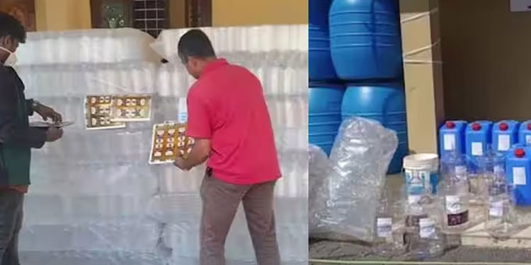 വ്യാജ ഹോളോഗ്രാം, 70 ലിറ്റർ വ്യാജ മദ്യം, 7500 ലധികം കുപ്പി; വീട് വ്യാജ മദ്യ നിർമാണ യൂണിറ്റാക്കി സംഘം, അറസ്റ്റ്