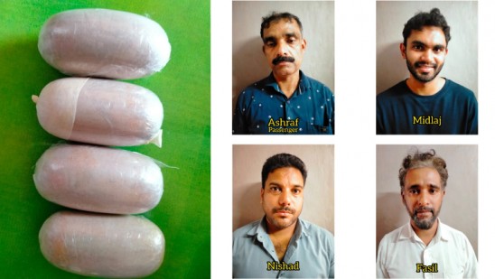 നെടുമ്പാശ്ശേരി വിമാനത്താവളം വഴി കടത്തിയ ഒരു കിലോയിലധികം സ്വർണം മലപ്പുറത്ത്‌ പിടികൂടി