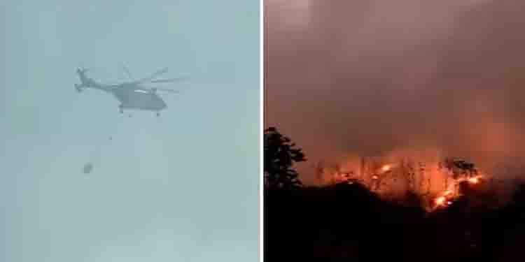 അണയാതെ തീ; ഹെലികോപ്റ്ററിലെത്തി വെള്ളം തളിച്ച് നേവി, ബ്രഹ്മപുരത്തെ പ്ലാന്‍റിലെ തീയണയ്ക്കാന്‍ തീവ്ര ശ്രമം