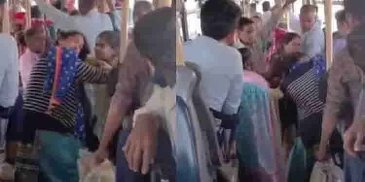 സീറ്റിന് വേണ്ടി സ്ത്രീകൾ തമ്മിൽ ബസിൽ പൊരിഞ്ഞ അടി! വീഡിയോ വൈറല്‍