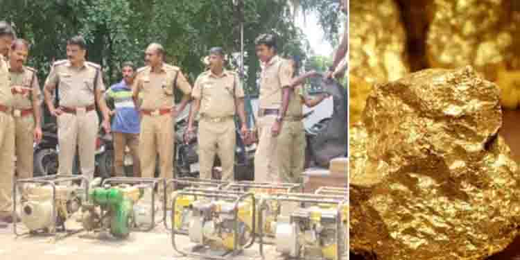 നിലമ്പൂരിൽ വലിയ കുഴികളുണ്ടാക്കി സ്വര്‍ണം കുഴിച്ചെടുക്കാൻ ശ്രമം: പമ്പുസെറ്റുകളും ഉപകരണങ്ങളും പിടിച്ചെടുത്തു