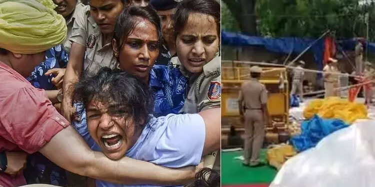 ഗുസ്തി താരങ്ങളുടെ ടെന്റുകൾ പൊളിച്ചുനീക്കി പൊലീസ്; തലസ്ഥാനം സംഘർഷഭരിതം