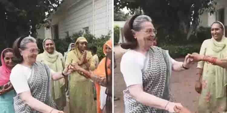 കർഷക സ്ത്രീകൾക്കൊപ്പം നൃത്തം വയ്ക്കുന്ന സോണിയയും പ്രിയങ്കയും, വീഡിയോ വൈറൽ