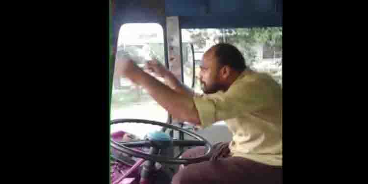 സ്റ്റിയറിങ്ങില്‍ നിന്ന് കൈവിട്ട് ഡ്രൈവിങ്; അപകടകരമായ രീതിയില്‍ ബസോടിച്ച ഡ്രൈവര്‍ കസ്റ്റഡിയില്‍