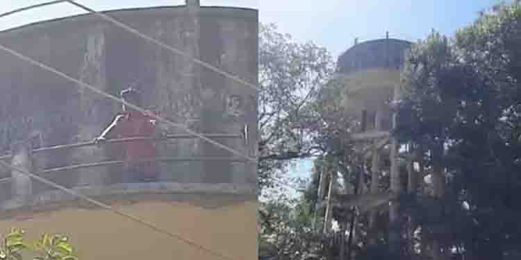 വാർഡിലേക്ക് കുടിവെള്ളമില്ല, വാട്ടർ ടാങ്കിന് മുകളിൽ കയറി പഞ്ചായത്ത് മെമ്പറുടെ ആത്മഹത്യാ ഭീഷണി