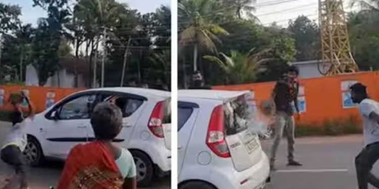 മത്സരയോട്ടത്തിന്‌ പിന്നാലെ സംഘർഷം; കൊടുങ്ങല്ലൂരിൽ കാർ തകർത്തു