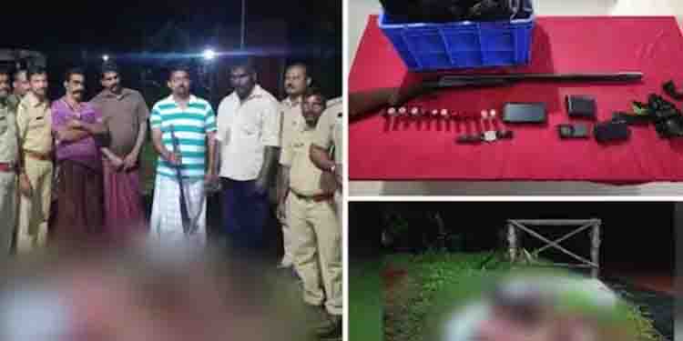 ഇടുക്കിയിൽ നാലം​ഗ മൃ​ഗവേട്ട സംഘം പിടിയിയിൽ; 100 കിലോ മ്ലാവിറച്ചിയും വേട്ടക്ക് ഉപയോ​ഗിച്ച വസ്തുക്കളും കണ്ടെത്തി