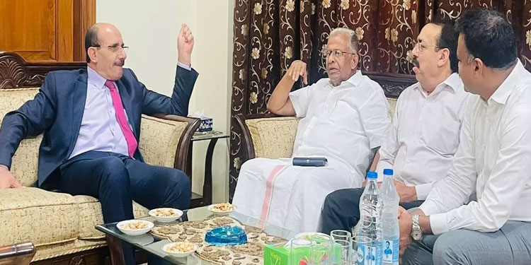 ഫലസ്തീൻ ജനതക്ക് ഐക്യദാർഢ്യം: മുസ്‍ലിം ലീഗ് നേതാക്കൾ ഫലസ്തീൻ സ്ഥാനപതിയെ കണ്ടു