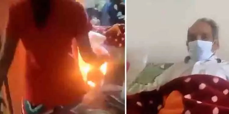ഭർതൃപിതാവിന്‍റെ മുറിക്ക് തീകൊളുത്തി യുവതി; തലനാരിഴക്ക് അപകടം ഒഴിവായി