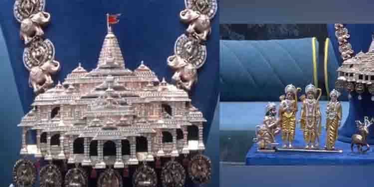 അയോധ്യ രാമക്ഷേത്ര മാതൃകയില്‍ 5000 വജ്രങ്ങള്‍ കൊത്തിവെച്ച നെക്ലേസ്; രാമക്ഷേത്രത്തിന് സമര്‍പ്പിക്കുമെന്ന് വ്യാപാരി