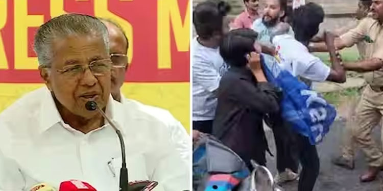 നവകേരള ബസിന് നേ‍രെ ഷൂ എറി‍ഞ്ഞ് കെഎസ്‍യു പ്രതിഷേധം; കടുത്ത നിയമ നടപടിയിലേക്ക് പോകേണ്ടി വരുമെന്ന് മുഖ്യമന്ത്രി