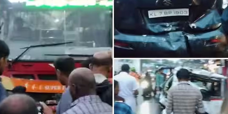 കെഎസ്ആർടിസി ഡ്രൈവർക്ക് തലകറക്കം, ബസ് നിയന്ത്രണം വിട്ട് 5 വാഹനങ്ങളിലിടിച്ചു; നിരവധിപ്പേര്‍ക്ക് പരിക്ക്
