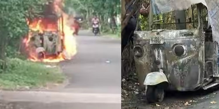 തൃശ്ശൂരില്‍ സിഎന്‍ജി ഓട്ടോറിക്ഷയ്ക്ക് തീപിടിച്ചു, പിന്‍സീറ്റിലുണ്ടായിരുന്നയാള്‍ വെന്തുമരിച്ച നിലയില്‍