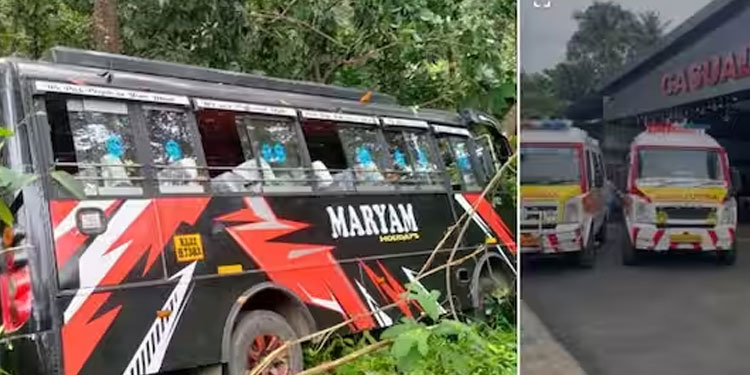 മൂന്നാറിൽ നിന്നും മടങ്ങിയ ടൂറിസ്റ്റ് ബസ് നിയന്ത്രണം വിട്ട് മറിഞ്ഞ് അപകടം, പതിനഞ്ചോളം പേർക്ക് പരിക്ക്