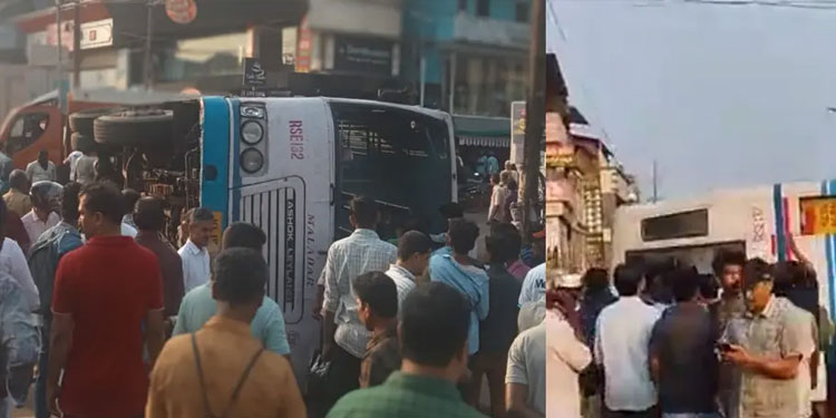കൊണ്ടോട്ടിയിൽ കെഎസ്ആർടിസി ബസ് മറിഞ്ഞ് 11 പേർക്ക് പരിക്ക്