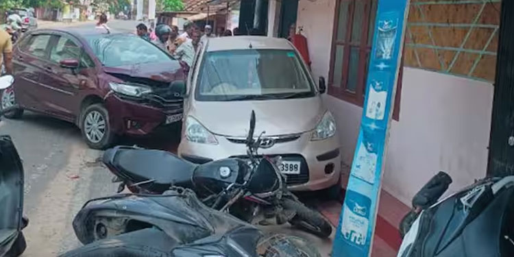 നിയന്ത്രണം വിട്ട കാര്‍ നിര്‍ത്തിയിട്ട വാഹനങ്ങളിലേക്ക് ഇടിച്ചു കയറി; ഒഴിവായത് വന്‍ അപകടം