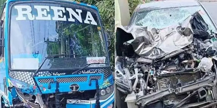 സ്വകാര്യബസും കാറും കൂട്ടിയിടിച്ച് 16 പേര്‍ക്ക് പരിക്ക്
