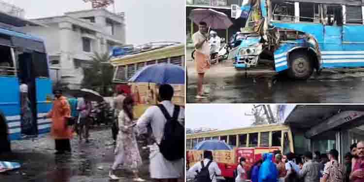 കേച്ചേരിയിൽ കെഎസ്ആർടിസി ബസിന് പിറകിൽ സ്വകാര്യ ബസിടിച്ച് അപകടം; 15 പേർക്ക് പരിക്ക്, ​ഗതാ​ഗതം സ്തംഭിച്ചു