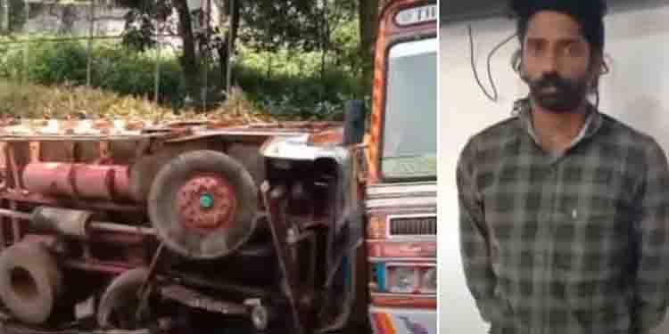 ലോറി നിർത്തി ചായ കുടിയ്ക്കാനായി ഡ്രൈവർ പുറത്തിറങ്ങി, ലോറിയുമായി യുവാവ് മുങ്ങി, ലോറി മറിഞ്ഞു!