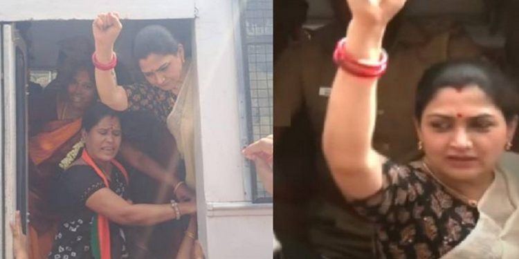 അണ്ണാ സർവകലാശാലയിലെ പീഡനത്തിൽ പ്രതിഷേധം : ഖുശ്‌ബു അറസ്റ്റിൽ