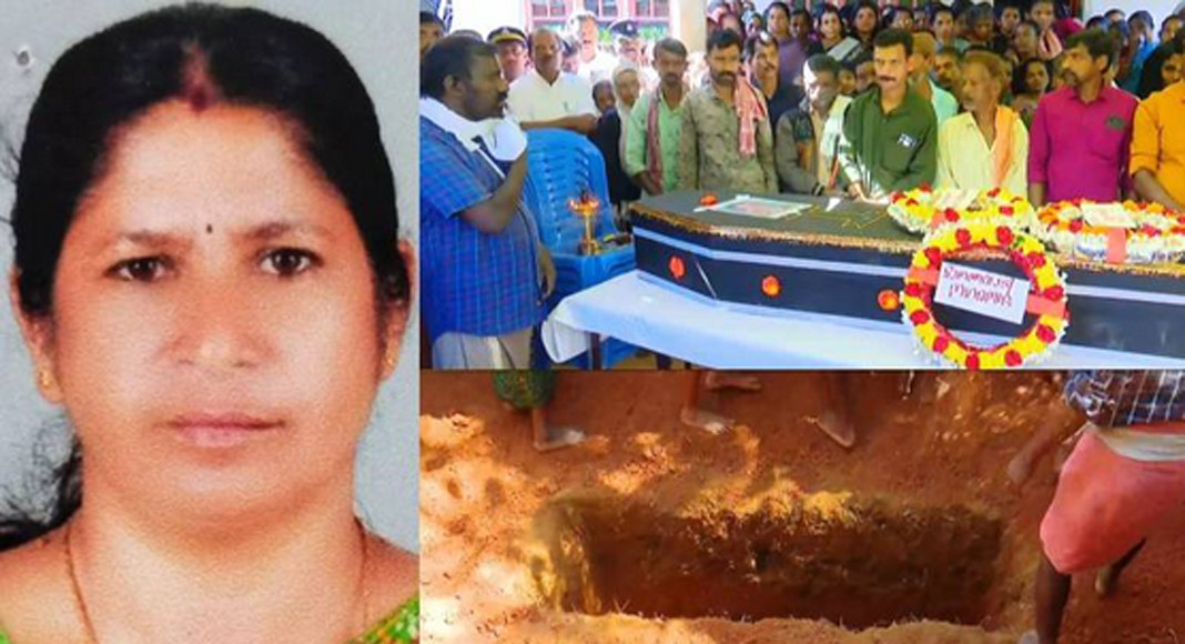 കടുവ ആക്രമണത്തിൽ കൊല്ലപെട്ട രാധയുടെ മൃതദേഹം സംസ്കരിച്ചു
