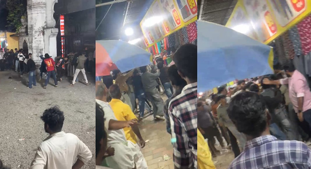 തിരുനക്കര ഉത്സവത്തിനിടെ കുരുമുളക് സ്പ്രേയും വടിവാള്‍ വീശലും ; ദൃശ്യങ്ങള്‍ പുറത്ത്