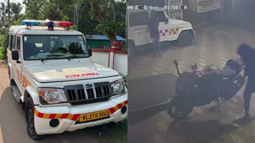 നെ​ടു​മ​ങ്ങാ​ട്നി​ന്ന്​ മോഷ്ടിച്ച ആംബുലൻസ് ഉപേക്ഷിക്കപ്പെട്ട നിലയിൽ